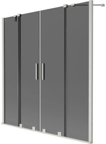 Mexen Velar Duo, 2 szárnyas eltolható kádparaván 150 x 150 cm, 8mm szürke üveg, csiszolt acél, 896-150-000-42-97
