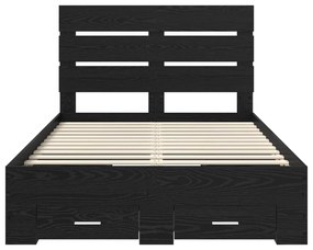 vidaXL Ágykeret fiókkal fejtámlával Fekete tölgy 120 x 190 cm Faanyag