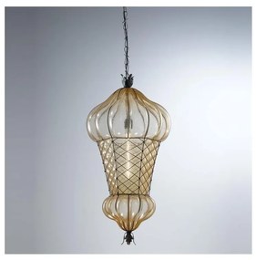 SIRU - Csillár láncon BABÀ 1xE27/60W/230V átm. 30 cm bézs/barna Velencei üveg