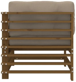 2 db mézbarna tömör fenyőfa sarokkanapé párnákkal