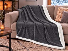 Mikroplüss sherpa pléd VELVORA, sötétszürke Méret: 150 x 200 cm