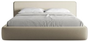 Bézs kárpitozott ágyneműtartós franciaágy ágyráccsal 180x200 cm Kiana – Makamii