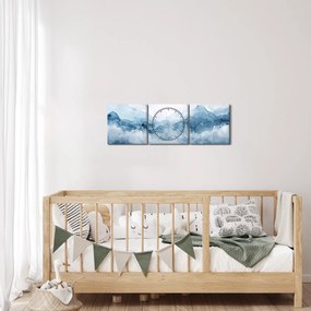 Kép - Felhők és hullámok, akvarell (órával) (90x30 cm)