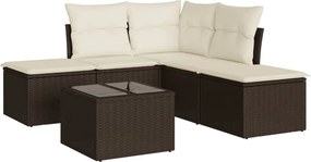 vidaXL 6 részes barna polyrattan kerti ülőgarnitúra párnával