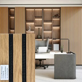 FREJA Akusztikus panel falburkolat 240x60x2,2cm. White Oak - Egyedi méretre is levágjuk - K011 White Oak fekete filc hátlappal