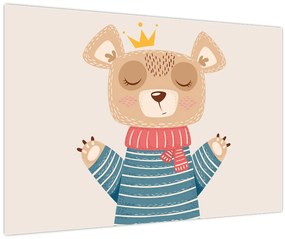 Kép - Bézs mackó koronával (90x60 cm)