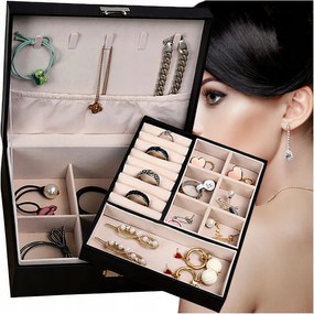 Ékszertartó Doboz Szervező Elegáns Fülbevaló Tartó Ékszerdoboz XL