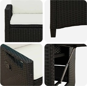 Fekvő Kerti Szék Fekete és Krém 56 x 60 x 112 cm polirattan