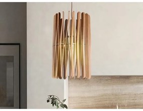 Tömörfa függőlámpa zsinóron 1xE27/60W/230V, átmérő 38 cm, tömörfa/kőris/kaucsukfa