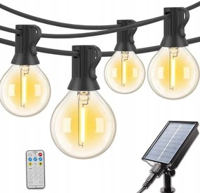 Kerti Girland Napelemes Fényes Kerti Lámpák Lánc 10m 12 Led Gömbök