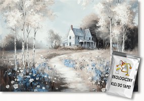 Fotótapéta Flizelina Domb Ház Fák Virágok Út Tavasz 416x290 ragasztó