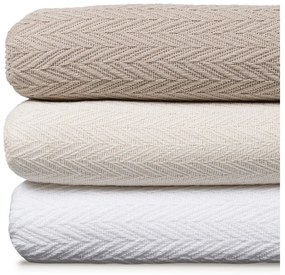 Krémszínű újrahasznosított pamut ágytakaró 180x260 cm Spike – Ixia