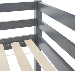 Emeletes ágy, 90x200, tömör fa, szürke, INEZA