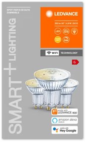 LED lámpa , égő , szpot , 3 x GU10 , 3 x 4.9W , meleg fehér , dimmelhető , LEDVANCE Smart+ WIFI