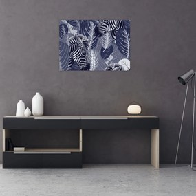 Üveg kép - Kék zebrák (70x50 cm)