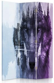 Gario Paraván Farkas erdei háttérben ibolya színben Méret: 110 x 170 cm, Kivitelezés: Forgó paraván 360°