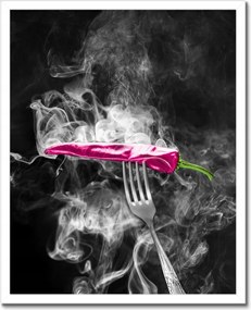 Poszterek keretben 40x50 Rózsaszín paprika a füstben