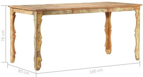 Tömör újrahasznosított fa étkezőasztal 160 x 80 x 76 cm
