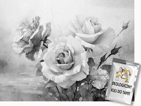 Fotótapéta Flizelina Szerkezet Fal Szürke Beton Virágok Rózsák 300x210 ragasztó