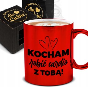 Metál Bögre Piros Ajándék Valentin Nap Szeretem A Kardio-t Veled Csomag