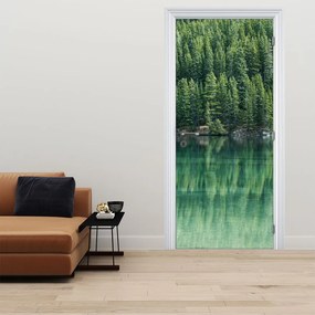 Fotótapéta ajtóra - Tűlevelűek a tó mellett (95x205cm)