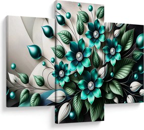 Kép - 3D türkiz virágok (90x60 cm)