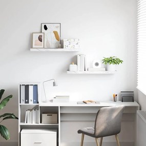 vidaXL Falpolc tárolóval 2 pcs Fehér márvány 90 x 23,5 x 4 cm Faanyag