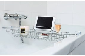 Tub ezüstszínű állítható polc fürdőkádra, 61 - 86 cm - PT LIVING
