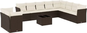 vidaXL 11 részes barna polyrattan kerti ülőgarnitúra párnákkal