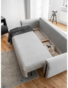 Világosszürke buklé kinyitható-tárolóhelyes kanapé 244 cm Arcadova – ELTAP