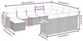 11 részes bézs polyrattan kerti ülőgarnitúra párnákkal