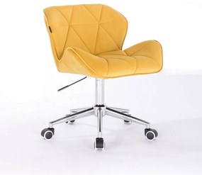 HR111K Sárga modern velúr szék krómozott lábbal