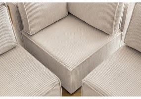 Krémszínű kordbársony sarokkanapé (jobb oldali-"U" alakú) Nihad modular – Bobochic Paris