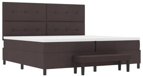 Box Spring Ágy matraccal és padtartóval Sötét Barna 200x200 cm Szövet