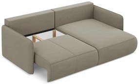 Bézs kinyitható-tárolóhelyes sarokkanapé (jobb oldali) Nanea – Makamii