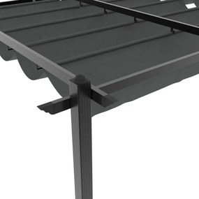 antracitszürke alumínium kerti pavilon behúzható tetővel 3x6 m