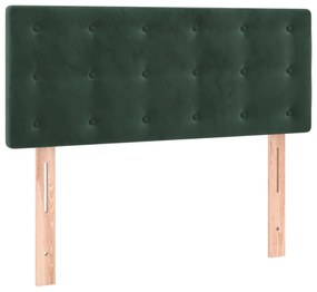 sötétzöld bársony rugós és LED-es ágy matraccal 90x190 cm
