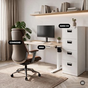 Elektromos, állítható magasságú, ergonomikus, fehér/sonoma tölgy íróasztal,1200x600 mm: ARIA