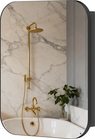 HOMCOM fürdőszobai tükörszekrény, falra szerelhető, állítható polccal, fekete, 40,2 × 10,2 × 50,9 cm | Aosom