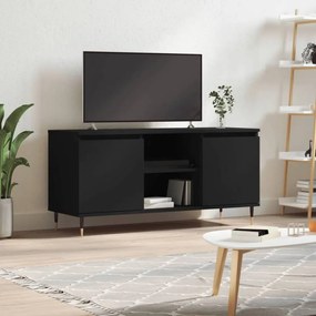 Fekete szerelt fa TV-szekrény 104x35x50 cm