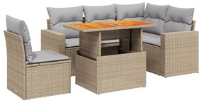 vidaXL 6 részes bézs polyrattan kerti ülőgarnitúra párnával