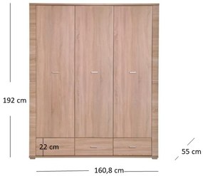 Ruhásszekrény Gwenn 3D3S (szonoma tölgy). 1052929