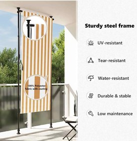 narancssárga és fehér szövet és acél kültéri roló 120 x 270 cm