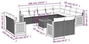 13 részes szürke polyrattan kerti ülőgarnitúra párnákkal