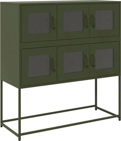 vidaXL olívazöld hidegen hengerelt acél tálalószekrény 100,5x39x107 cm