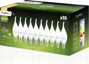 10x Led izzó E14 Láng 5W 40W 3000K Lumiled
