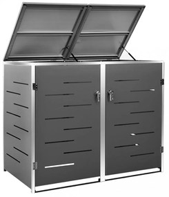 acéltároló két gurítható szemeteskukához 138 x 77,5 x 112,5 cm