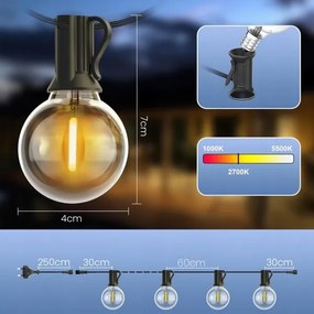 LED Dimmelhető kültéri fényfüzér 25xE12/1W/24/230V 17,5 m IP65 fekete + távirányító