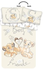 Világossárga pamut gyerek ágyneműhuzat babaágyhoz 100x135 cm Lion King "Best Friends" – Jerry Fabrics