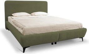 Zöld kárpitozott ágyneműtartós franciaágy ágyráccsal 140x200 cm Makapu – Makamii